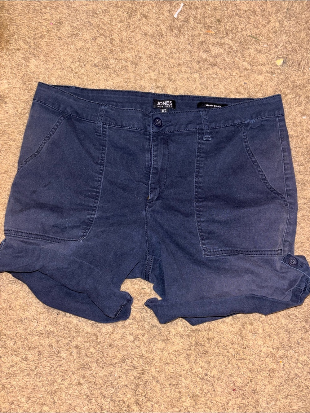 Jones New York Faded Dark Blue Utility Shorts